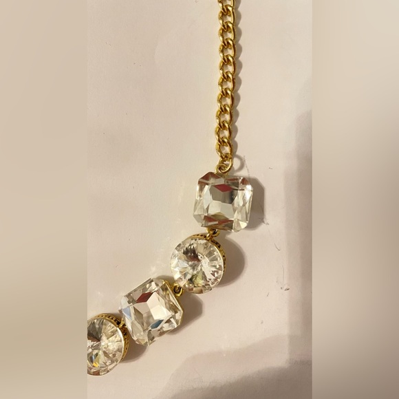 Large Square and Round Rhinestone Necklace - Picture 4 of 7